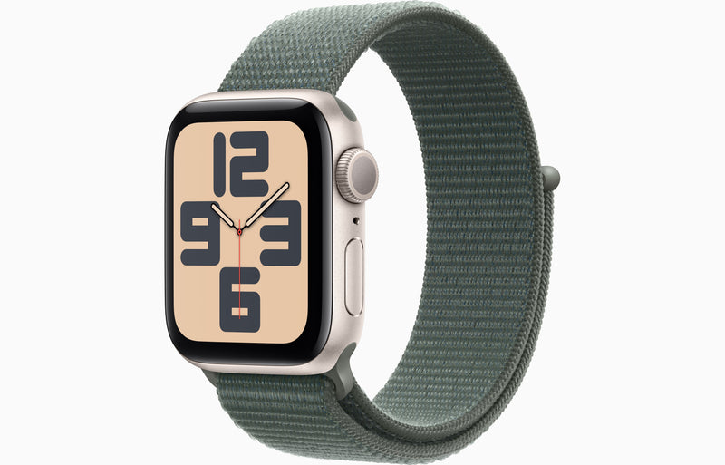 Apple Watch SE | GPS | 44 mm | Caixa de alumínio Luz das Estrelas | Pulseira ddesportiva verde lago