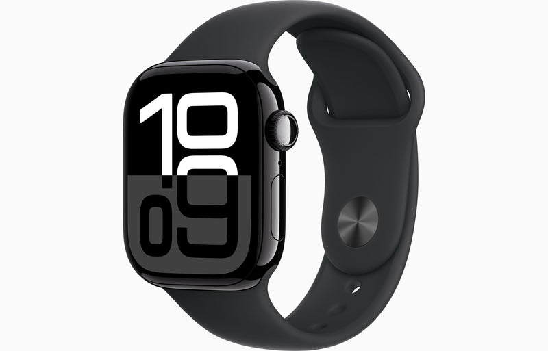Apple Watch Series 10 | GPS | Cellular | 42 mm | Caixa de alumínio preta | Pulseira ddesportiva preta S |  M