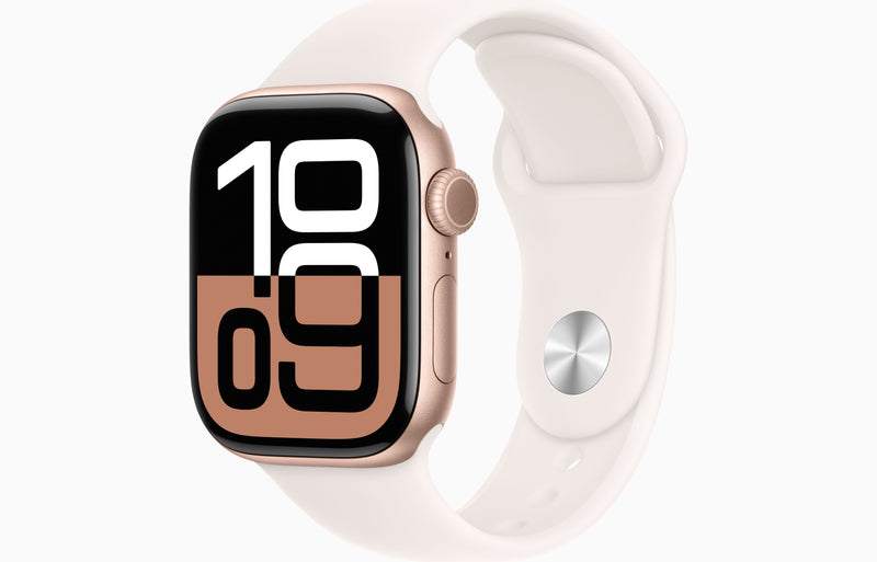 Apple Watch Série 10 | GPS | Cellular | 42 mm | Caixa de alumínio Rosa-Dourado | Pulseira ddesportiva Rosa-Leve M |  L