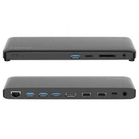 Docking USB Tipo-C 2-Power DOC0117A | 4xUSB | 1xUSB Tipo-C PD | 2xHDMI | 1xDisplayPort | 1xJack | 1xRJ45 | 1xLeitor de Cartão SD | Cinza