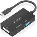 Conversor HDMI Aisens A109-0954 | USB Tipo C Macho - DVI  |   HDMI  |   VGA Fêmea | 15 cm | Preto