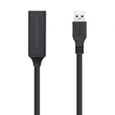 Cabo de extensão USB 3.0 com amplificador Aisens A105-0407 | USB macho - USB fêmea | Até 9 W | 625 Mbps | 5 m | Preto