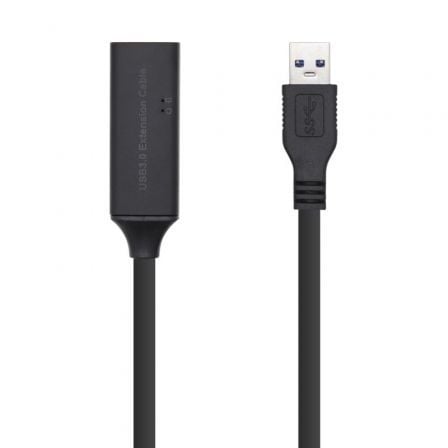 Cabo de extensão USB 3.0 com amplificador Aisens A105-0407 | USB macho - USB fêmea | Até 9 W | 625 Mbps | 5 m | Preto