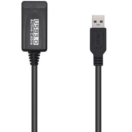 Cabo de extensão USB 3.0 com amplificador Aisens A105-0525 | USB macho - USB fêmea | Até 9 W | 625 Mbps | 5 m | Preto