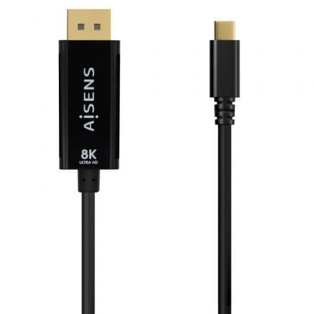 Cabo Conversor Aisens A109-0689 | USB Tipo C Macho - DisplayPort Macho | Até 27 W | 1250 Mbps | 1,8 m | Preto
