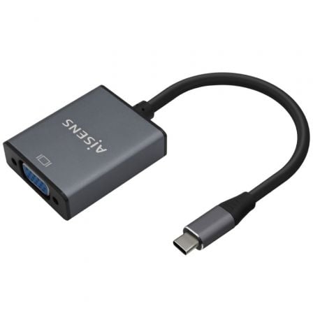 Conversor USB Tipo C Macho para VGA Fêmea Aisens A109-0691 até 27 W, 1250 Mbps, 15 cm, Cinza