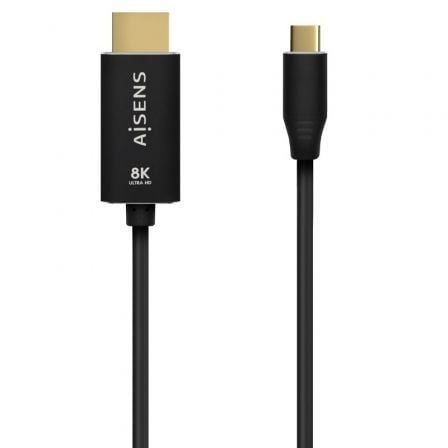 Cabo Conversor Aisens A109-0711 | USB Tipo C Macho - HDMI 8K Macho | Até 27 W | 6000 Mbps | 1 m | Preto