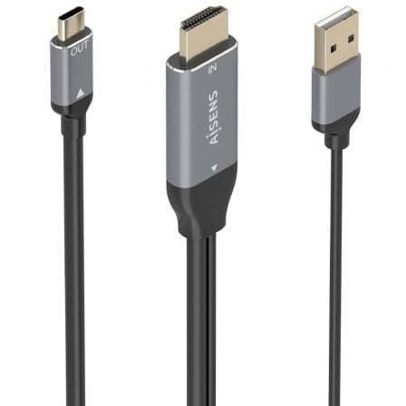 Cabo Conversor Aisens A109-0871 | HDMI Macho | USB Macho - USB Tipo C Macho | 1,8 m | Preto