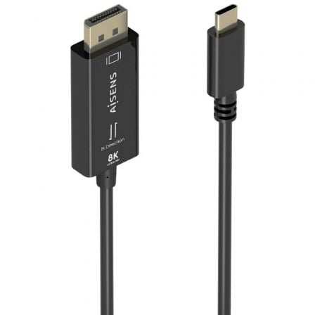 Cabo Conversor Aisens A109-0879 | USB Tipo C Macho - DisplayPort Macho | 1,8 m | Preto