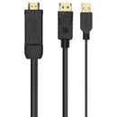 Cabo Conversor Aisens A122-0641 | HDMI Macho - DisplayPort Macho + USB Macho | Até 10 W | 2250 Mbps | 10 cm + 1,8 m | Preto