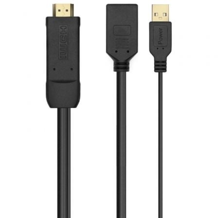 Cabo Conversor Aisens A122-0642 4K | HDMI Macho - DisplayPort Fêmea - USB Macho | Até 10 W | 2250 Mbps | 10 cm + 10 cm | Preto