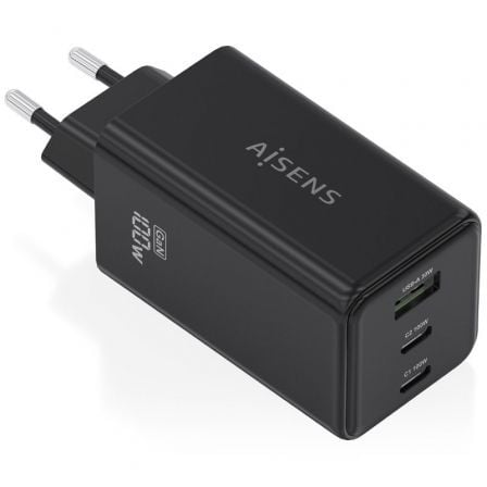 Carregador de parede Aisens GaN ASCH-100W3P052-BK | 2xUSB Tipo C | 1xUSB | 100W