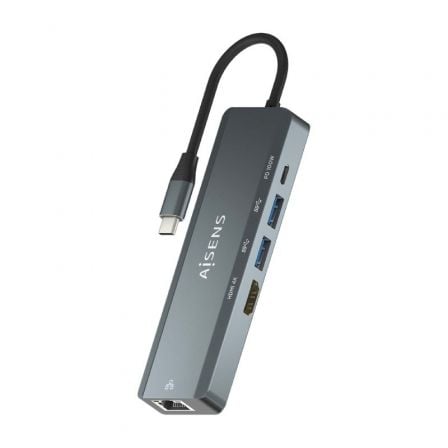 Docking USB Tipo-C Aisens ASUC-5P011-GR | 1xHDMI | 2xUSB | 1xRJ45 | 1xUSB Tipo-C | 1xUSB Tipo-C PD | Cinza