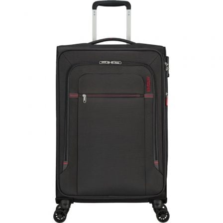 Mala American Tourister Crosstrack Spinner Média Expansível 67cm | 67,5x42x27,5cm | 4 Rodas | Cinza e Vermelho