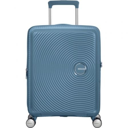 Mala de cabine American Tourister SoundBox Spinner 55cm | 55x40x20cm | 4 rodas | Azul pedra