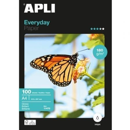 Papel fotográfico Apli Everyday 11475 | DIN A4 | 180g | 100 folhas | Brilhante
