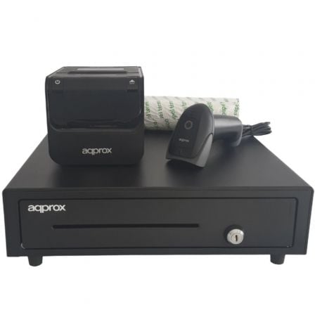 Pack para POS Approx appPOSPACK4180-2D | + Impressora térmica de tickets + Leitor de códigos + Rolos térmicos