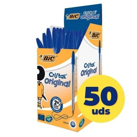 Caixa de canetas Bic Cristal Original com tinta a óleo 8373609 | 50 unidades | Azul