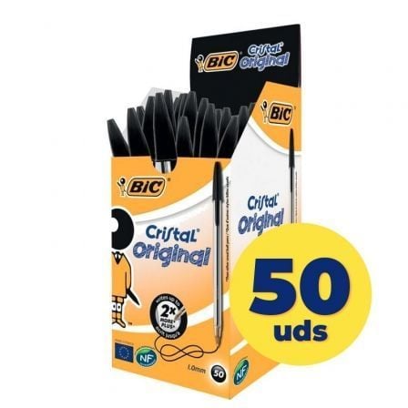 Caixa de canetas Bic Cristal Original com tinta a óleo 8373639 | 50 unidades | Preto