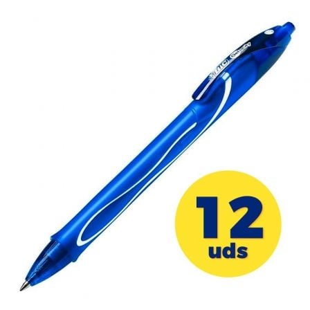 Canetas de tinta gel retráteis de secagem rápida Bic Gelocity 950442 | 12 unidades | Azul