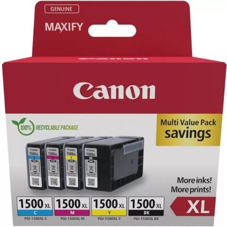 Canon PGI-1500XL multipack de alta capacidade   |  ciano   |  magenta   |  amarelo   |  preto
