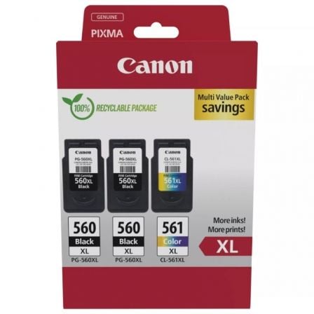 Canon PG-560XL + CL-561XL multipack de alta capacidade | 2x preto | tricolor