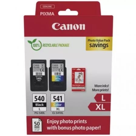 Canon PG-540L + Pack múltiplo CL-541 XL de alta capacidade   |  preto   |  tricolor + papel fotográfico