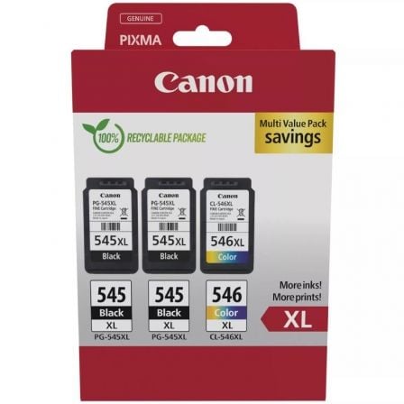 Canon PG-545XL + CL-546XL multipack de alta capacidade | 2x preto | tricolor