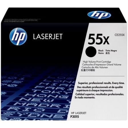 Toner original HP nº 55X XL de alta capacidade   |  preto