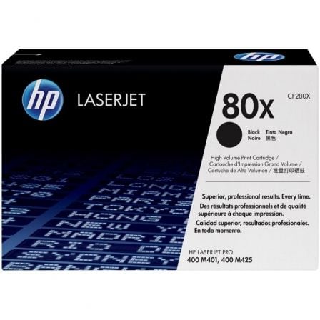 Toner original HP nº 80X XL de alta capacidade   |  preto
