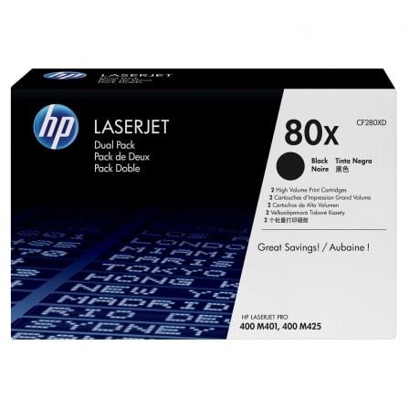 toner original HP nº 80X XL, Pack múltiplo de alta capacidade   |  2x preto