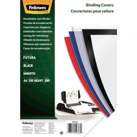 Fellowes 5476603 Capas de Polipropileno | A4 | 300 Microns | 100 unidades | Preto