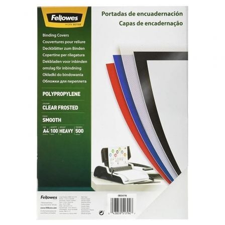 Fellowes 54770 Capas de polipropileno | A4 | 500 microns | 100 unidades | Transparente fosco