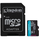 Kingston CANVAS Go! Plus microSD XC de 512 GB com adaptador | Classe 10 | 200 MB | 512 GB