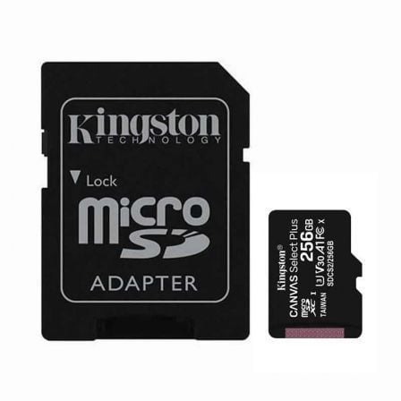 Kingston CANVAS Select Plus microSD XC de 256 GB com adaptador  |   Classe 10  |   100 MB