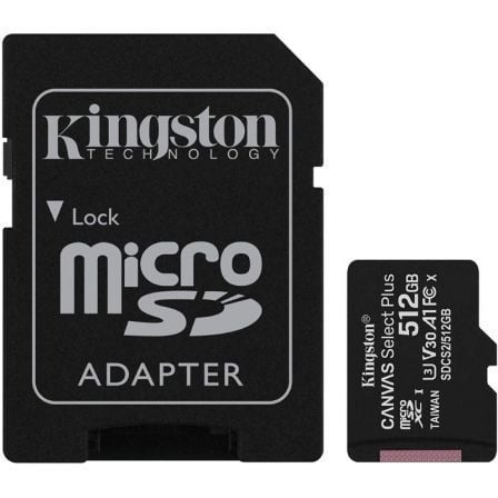 Kingston CANVAS Select Plus microSD XC de 512 GB com adaptador  |   Classe 10  |   100 MBs