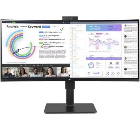 LG 34BQ77QC-B de 34'' | WQHD | Webcam | Multimídia | Altura ajustável | Preto