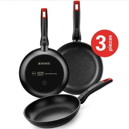 Pack com 3 Frigideiras Monix Hermanos Torres M240000 | 18cm | 22cm | 26cm | Alumínio Forjado | Adequadas para Indução