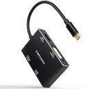 Nanocable 10.16.4307 USB Tipo C Macho - VGA Fêmea | DVI Fêmea | HDMI Fêmea | DisplayPort Fêmea Conversor | 10 cm | Preto