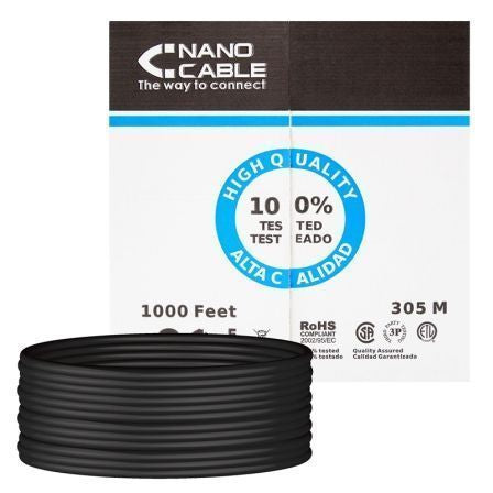 Nanocable 10.20.0304-EXT-BK Cat.5e UTP RJ45 para ambientes externos | 305 m | à prova d'água | preto
