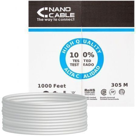 Cabo UTP RJ45 Nanocable 10.20.0304-FLEX Cat.5e | 305m | Cinza