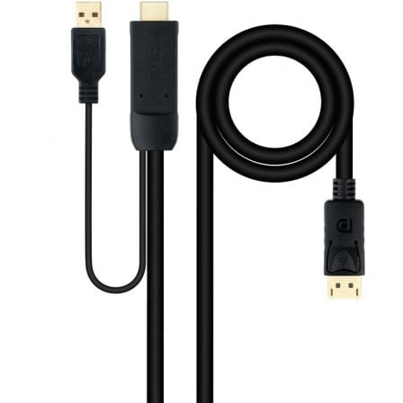 Cabo conversor HDMI macho - DisplayPort macho Nanocable 10.15.4352, 1,8 m, preto