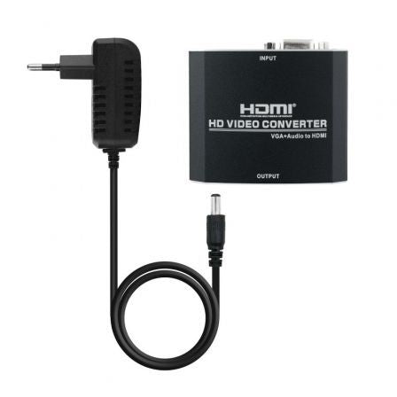 Conversor Nanocable 10.16.2101-BK | HDMI Fêmea - VGA Fêmea | Jack 3.5 Fêmea | 15cm | Preto
