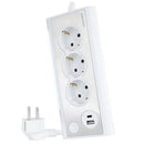 Nanocable 10.37.0013-W com interruptor | 3 tomadas | 1 USB | 1 USB tipo C | Cabo de 1,5 m | Branco