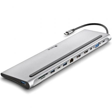Docking USB Tipo-C NGS WonderDock12 | 3xUSB | 2xHDMI | 1xVGA | 1xRJ45 | 1xLeitor de Cartão | 1xJack 3.5 | 1xUSB Tipo-C PD | Cinza