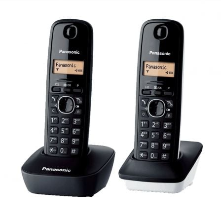 Telefone sem fio Panasonic KX-TG1612SP1/Pacote duplo/Preto