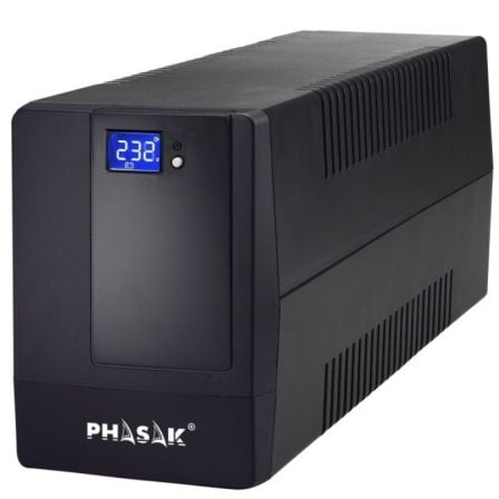 UPS de linha interativa LCD Phasak 650 VA | 650 VA | 2 saídas | Formato de torre