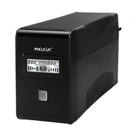 UPS de linha interativa LCD Phasak 850 VA | 850 VA | 2 saídas | Formato de torre