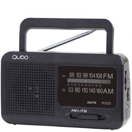 Rádio portátil Qubo R-222 | Com fio | A bateria | Preto