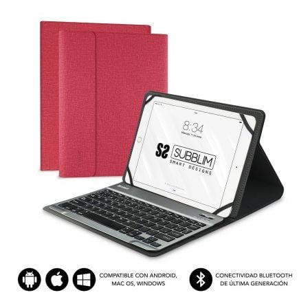 Capa com teclado Bluetooth Subblim Keytab Pro para tablets de 10,1-10,8''  | Vermelha